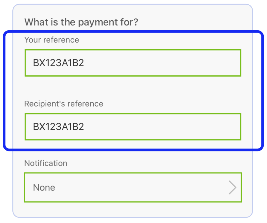 screenshot showing Luno deposit references on Nedbank