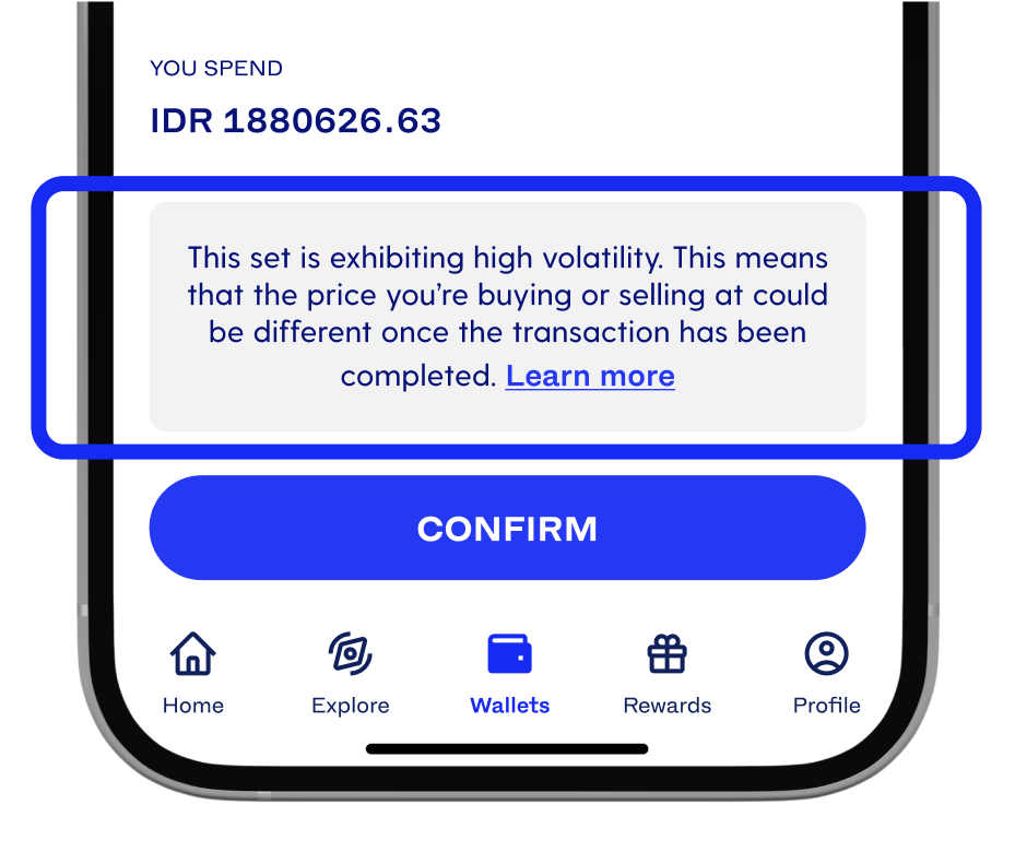 a screenshot of the high volatility note in the Luno app