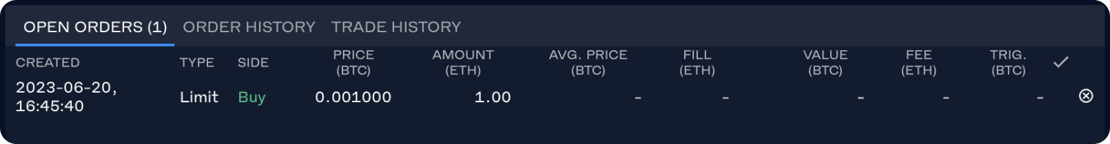 an open limit order to buy Bitcoin with Rands that hasn't been filled
