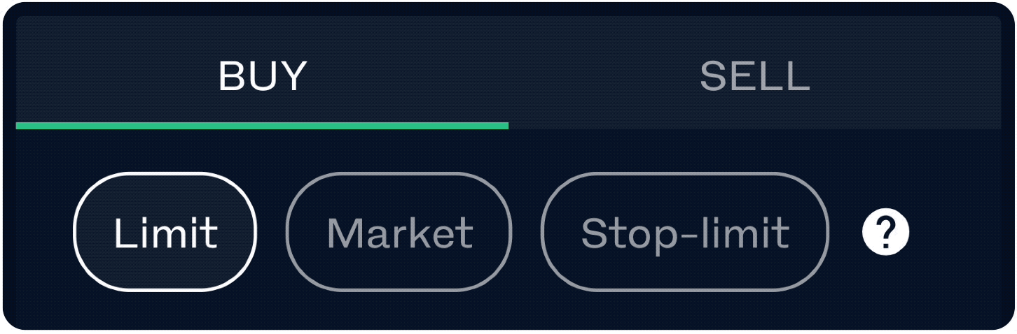animated gif of Luno's different order type buttons being selected