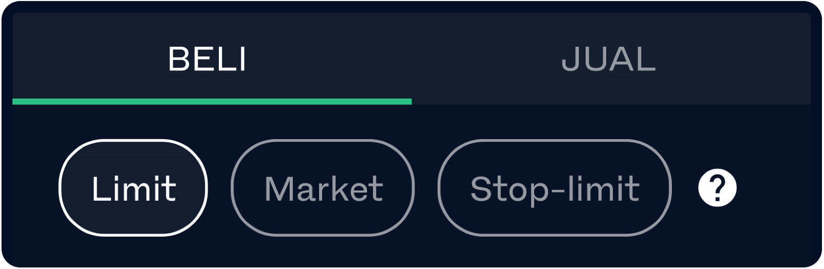 animated gif of Luno's different order type buttons being selected