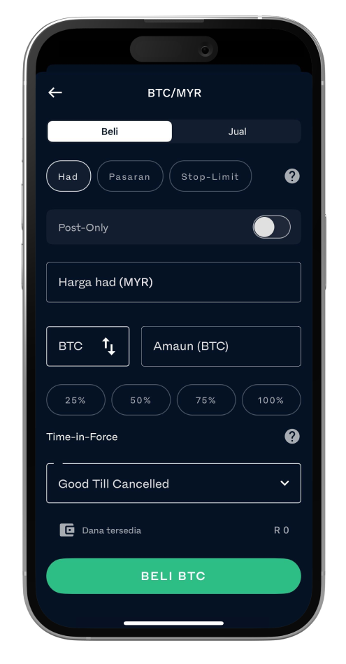 screenshot of the limit order form for buying Ethereum on the Luno exchange