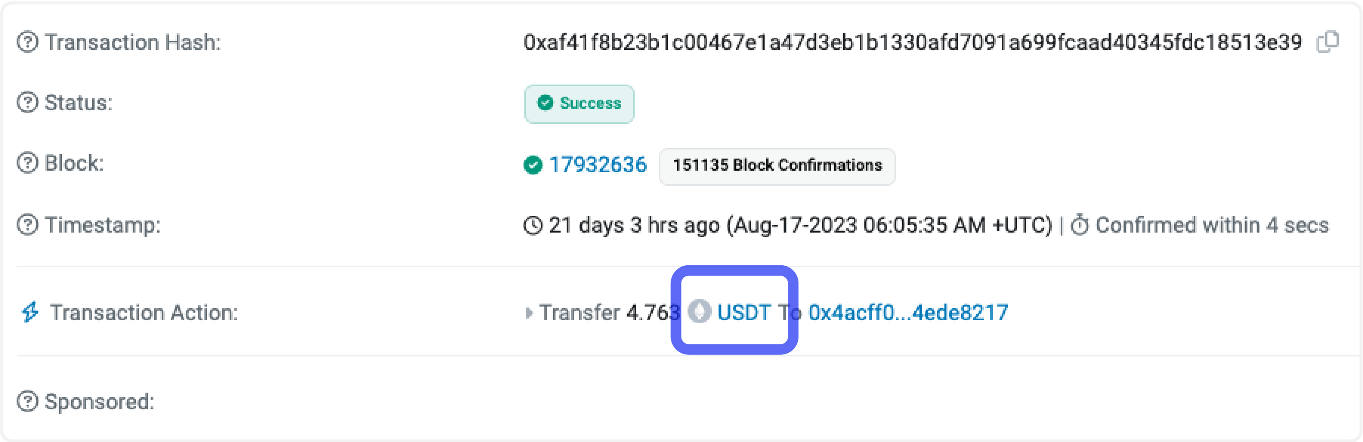 a screenshot from Etherscan with the token's name highlighted