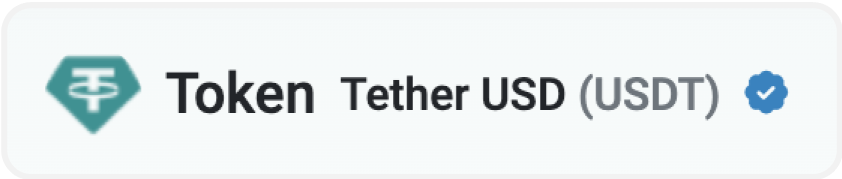 Tether USDT token with correct green 'T' logo and verified checkmark