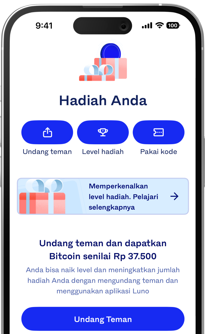 Luno Rewards screen in Indonesia
