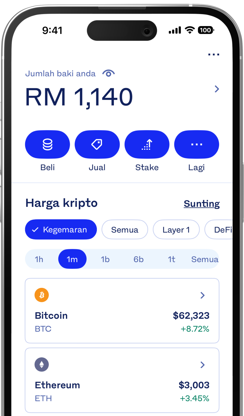 Luno Home screen in Malaysia