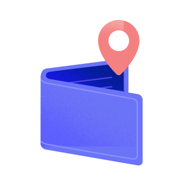 a Luno crypto wallet with a location pin on it