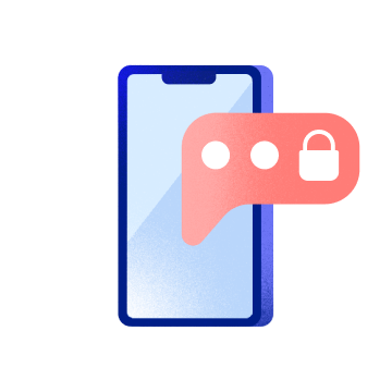 illustration of a mobile phone with a code in a speech bubble