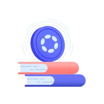 Polkadot token on top of a stack of books.png