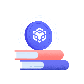 BNB token on top of a stack of books